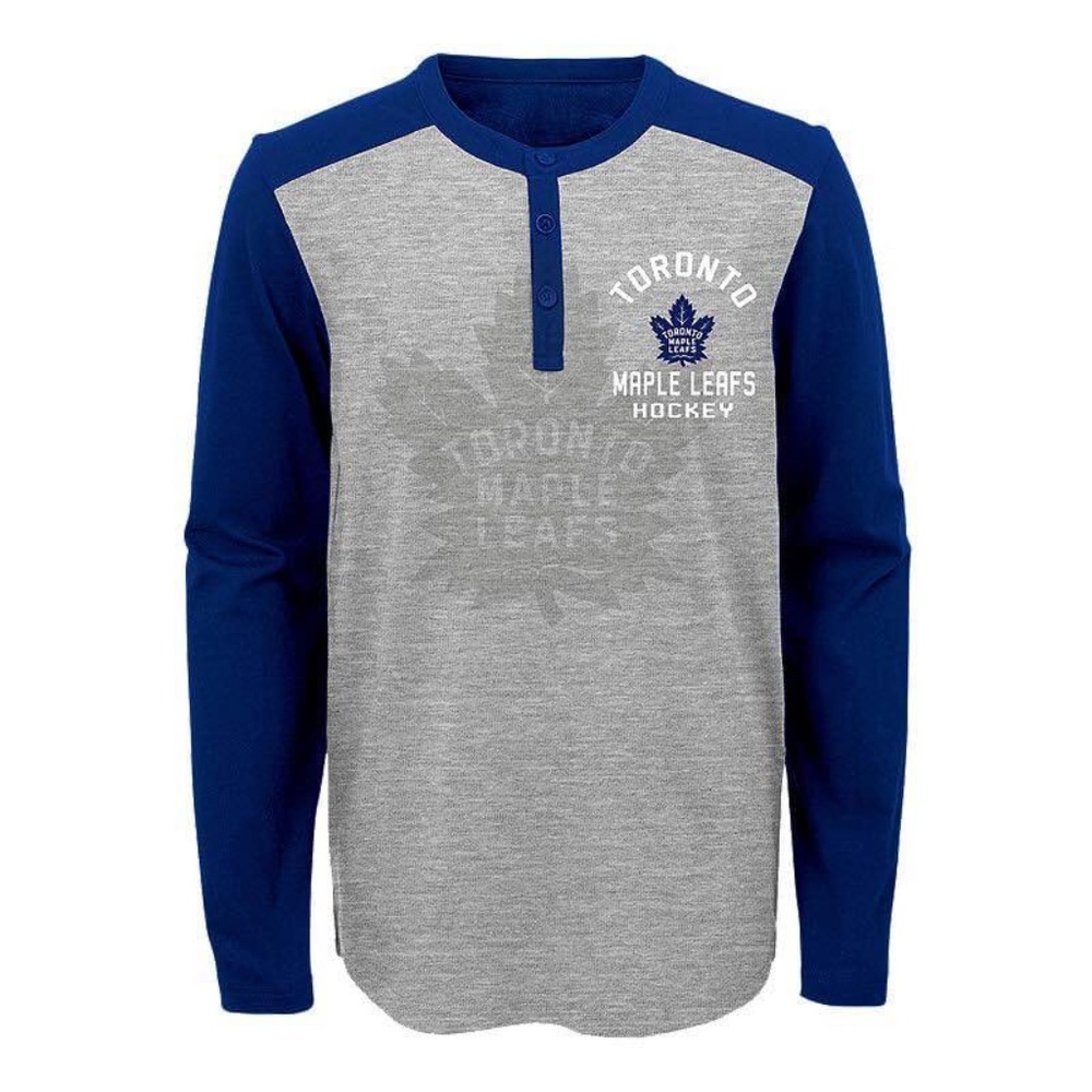 BRAND NEW youth NHL toronto maple leafs Henley long sleeve shirt L & XL